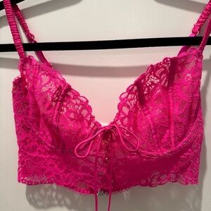 Victoria's Secret For Love & Lemons Vibrant Pink Lace Bralette